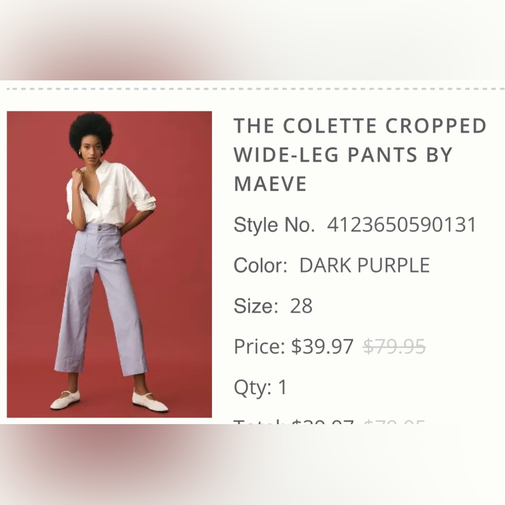 The Colette by Maeve Anthropologie purple cropped pants